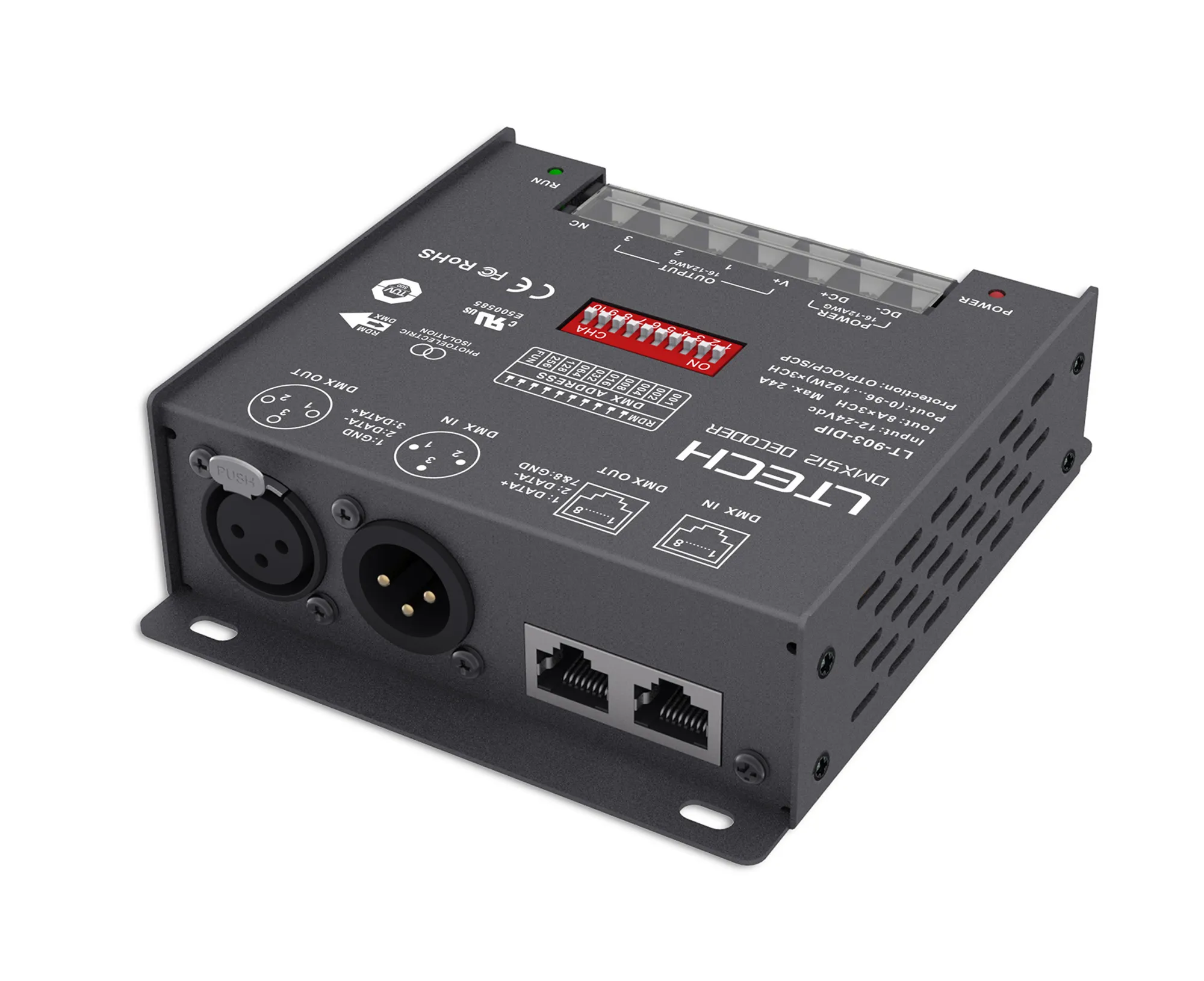 932 RGB/DMX Controller LTECH 32Ch 3A CV DMX Decoder, 2304W Max.Power ...